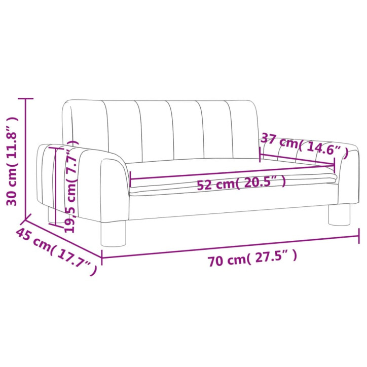 Vaikiška sofa, juodos spalvos, 70x45x30cm, dirbtinė oda