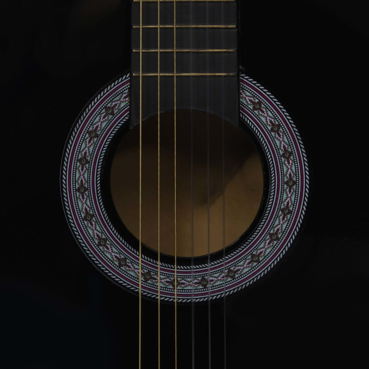 Klasikinė gitara su dėklu pradedantiesiems, juoda, 3/4 36"