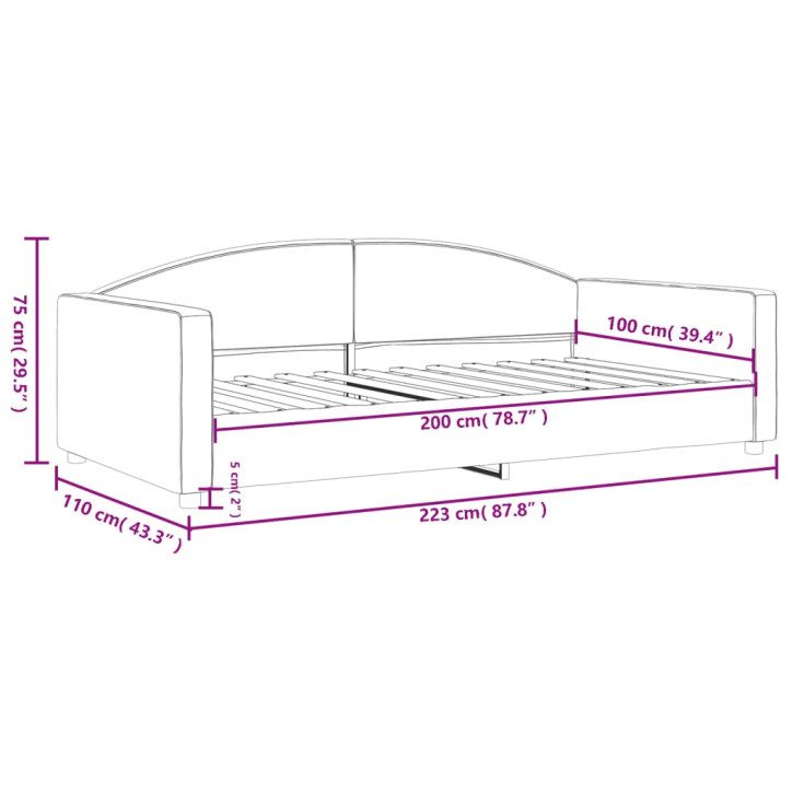 Sofa, tamsiai pilkos spalvos, 100x200cm, audinys