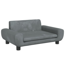 Vaikiška sofa, tamsiai pilkos spalvos, 70x45x33cm, aksomas