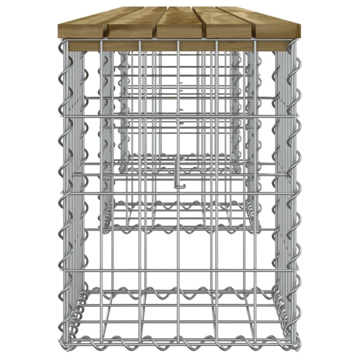 Sodo suoliukas, 203x31x42cm, impregnuota pušis, gabiono dizaino