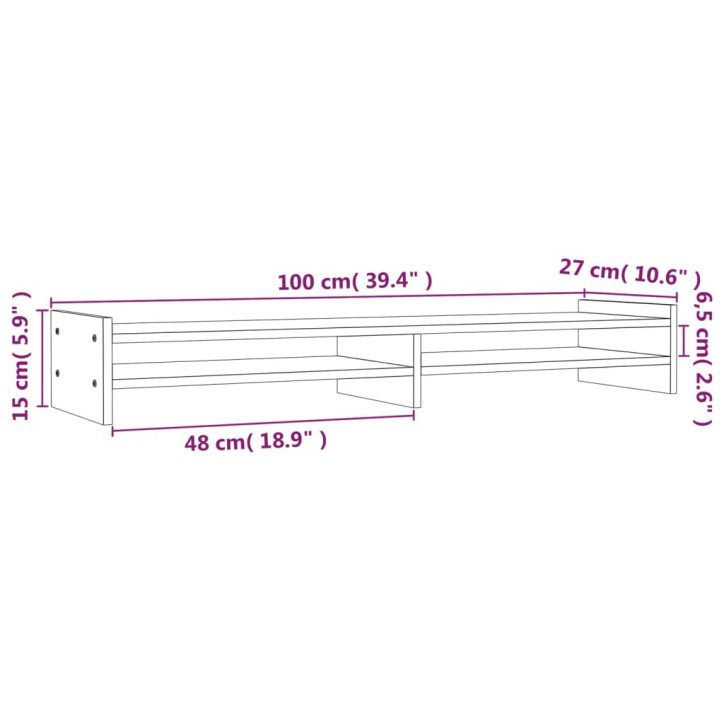 Monitoriaus stovas, medaus rudas, 100x27x15cm, pušies masyvas