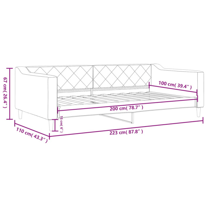 Sofa, tamsiai pilkos spalvos, 100x200cm, audinys