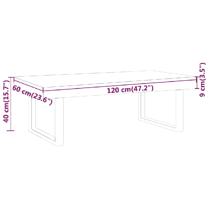 Kavos staliukas, pilkas ir juodas, 120x60x40cm, MDF ir geležis