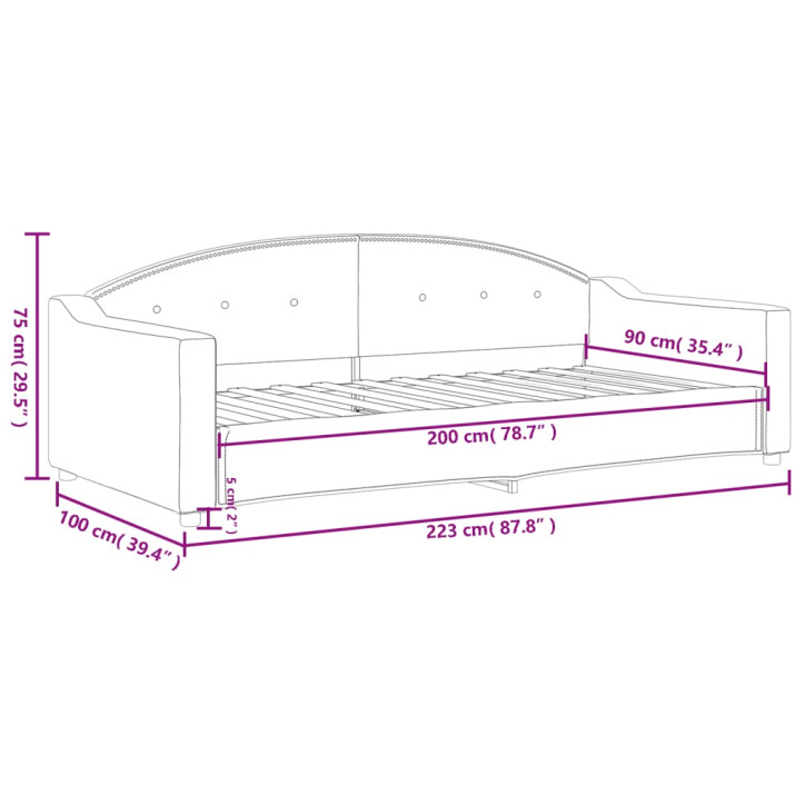 Sofa, šviesiai pilkos spalvos, 90x200cm, audinys