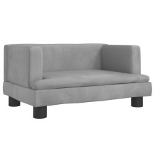 Vaikiška sofa, šviesiai pilkos spalvos, 60x40x30cm, aksomas