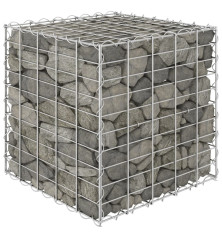 Gabiono vazonas, plieninė viela, 50x50x50cm, kubo formos