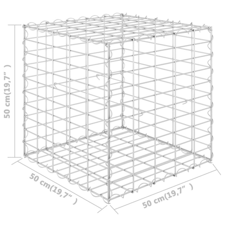 Gabiono vazonas, plieninė viela, 50x50x50cm, kubo formos