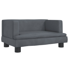 Vaikiška sofa, tamsiai pilkos spalvos, 60x40x30cm, aksomas