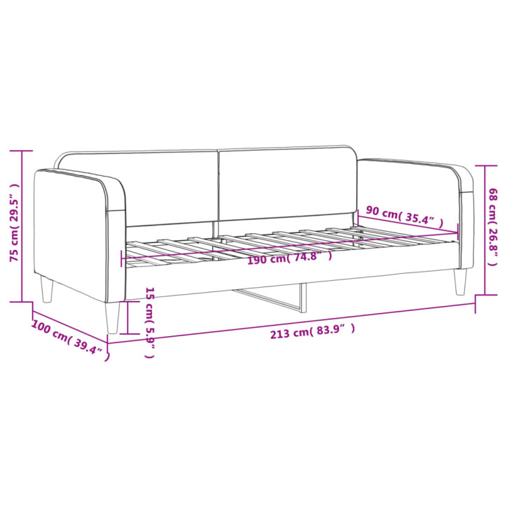 Sofa, juodos spalvos, 90x190cm, audinys