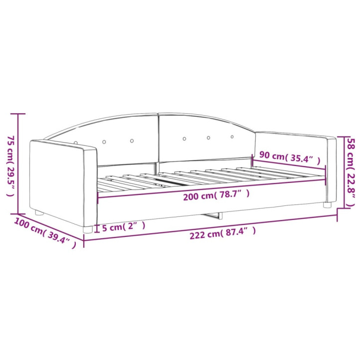 Sofa, juodos spalvos, 90x200cm, aksomas