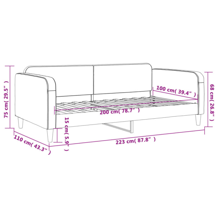 Sofa, taupe spalvos, 100x200cm, audinys