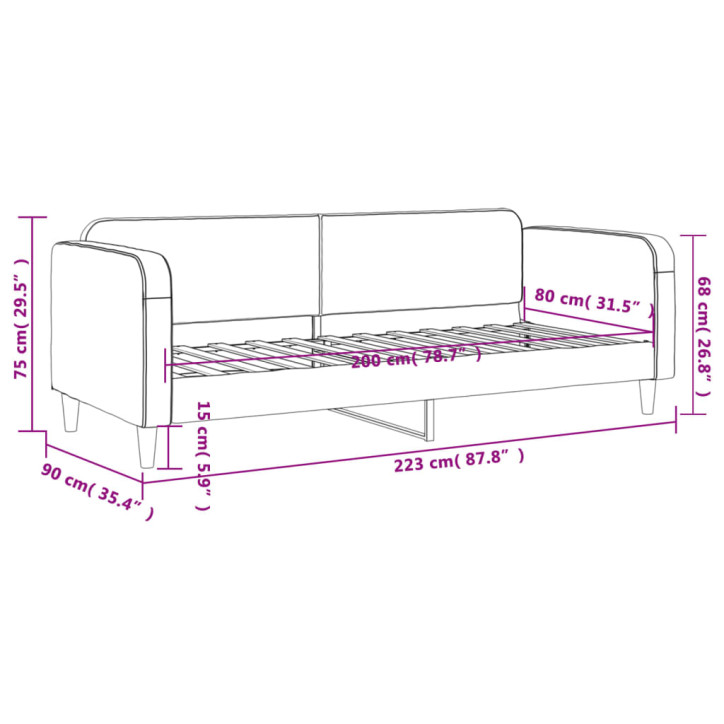 Sofa, taupe spalvos, 80x200cm, audinys