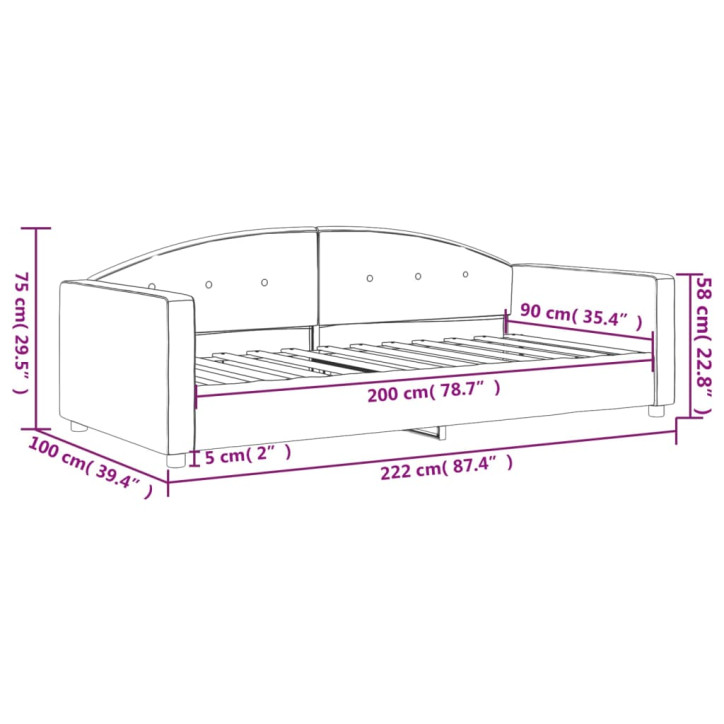 Sofa, šviesiai pilkos spalvos, 90x200cm, aksomas