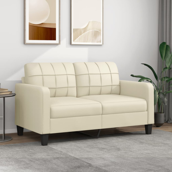 Dvivietė sofa, kreminės spalvos, 140cm, dirbtinė oda