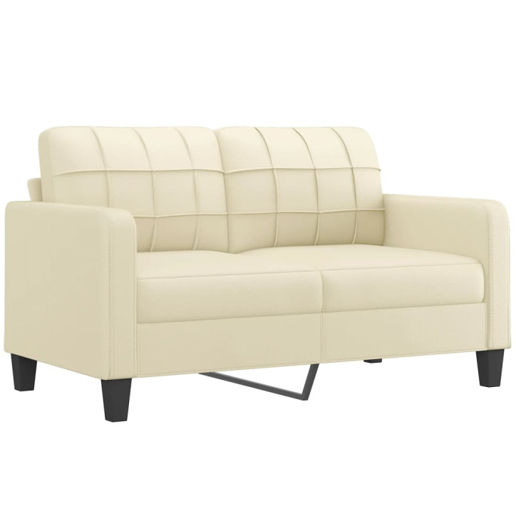 Dvivietė sofa, kreminės spalvos, 140cm, dirbtinė oda