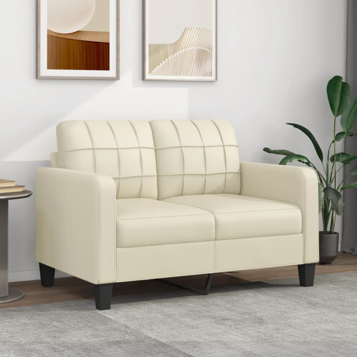 Dvivietė sofa, kreminės spalvos, 120cm, dirbtinė oda