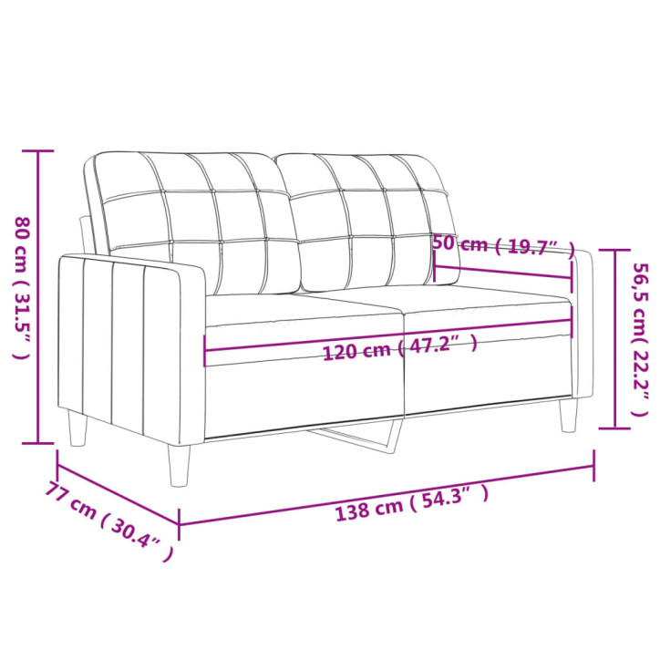 Dvivietė sofa, kreminės spalvos, 120cm, dirbtinė oda