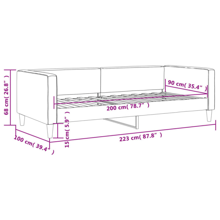 Sofa, juodos spalvos, 90x200cm, audinys