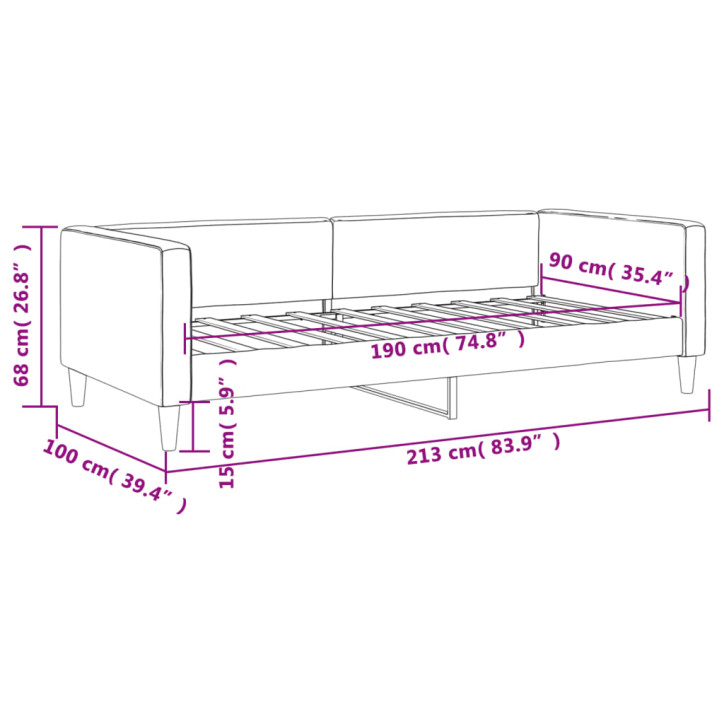 Sofa, šviesiai pilkos spalvos, 90x190cm, audinys