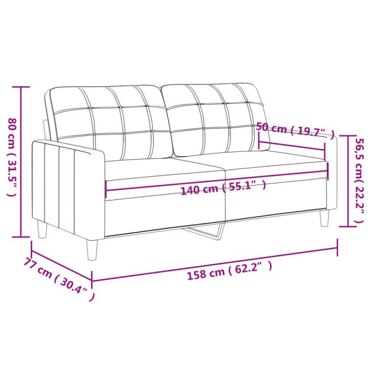 Dvivietė sofa, juodos spalvos, 140cm, dirbtinė oda