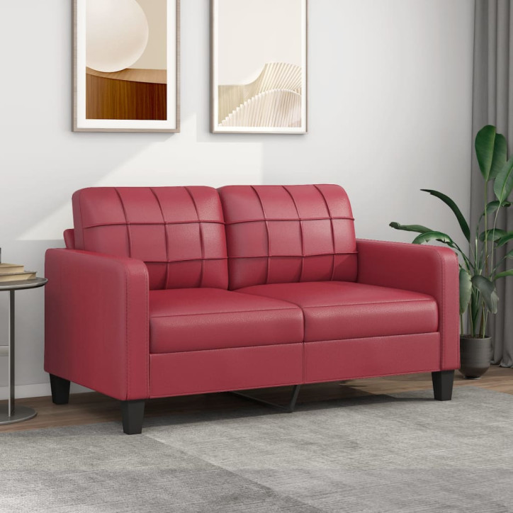 Dvivietė sofa, raudonojo vyno spalvos, 140cm, dirbtinė oda