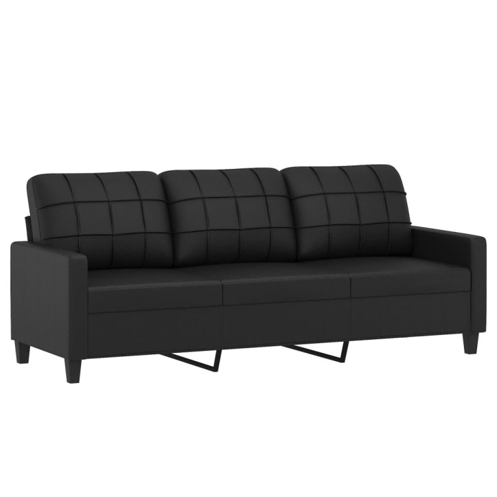 Trivietė sofa, juodos spalvos, 180cm, dirbtinė oda