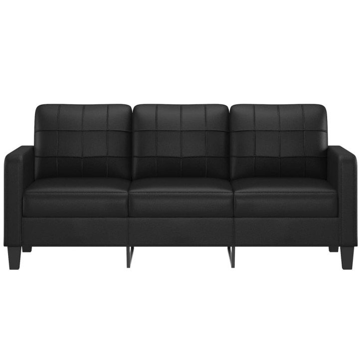 Trivietė sofa, juodos spalvos, 180cm, dirbtinė oda