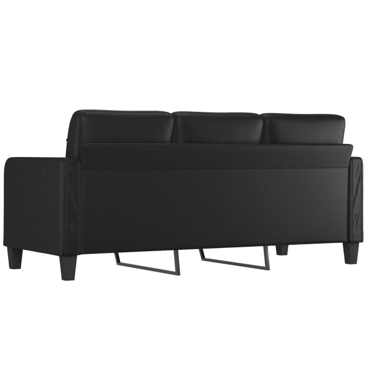 Trivietė sofa, juodos spalvos, 180cm, dirbtinė oda