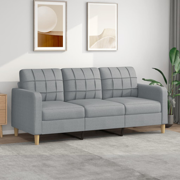 Trivietė sofa, šviesiai pilkos spalvos, 180cm, audinys