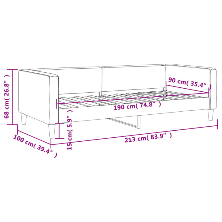 Sofa, juodos spalvos, 90x190cm, audinys