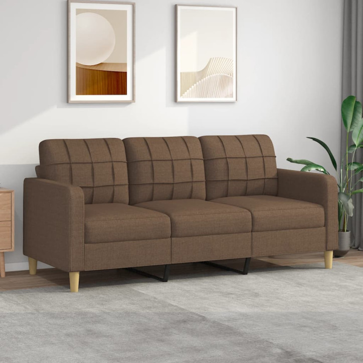 Trivietė sofa, rudos spalvos, 180cm, audinys