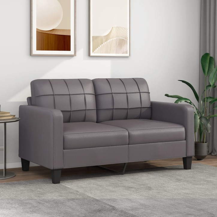 Dvivietė sofa, pilkos spalvos, 140cm, dirbtinė oda