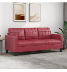 Trivietė sofa, raudonojo vyno spalvos, 180cm, dirbtinė oda