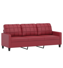 Trivietė sofa, raudonojo vyno spalvos, 180cm, dirbtinė oda