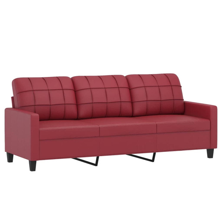 Trivietė sofa, raudonojo vyno spalvos, 180cm, dirbtinė oda