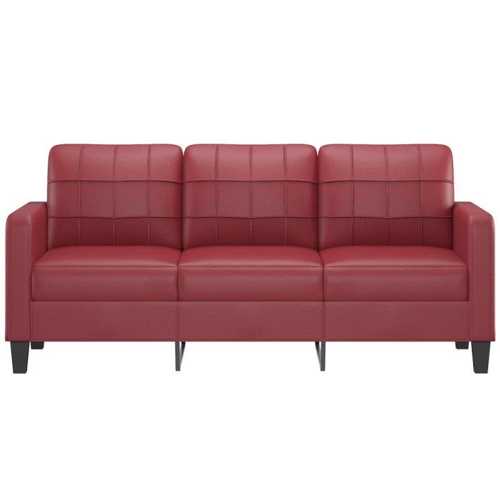 Trivietė sofa, raudonojo vyno spalvos, 180cm, dirbtinė oda