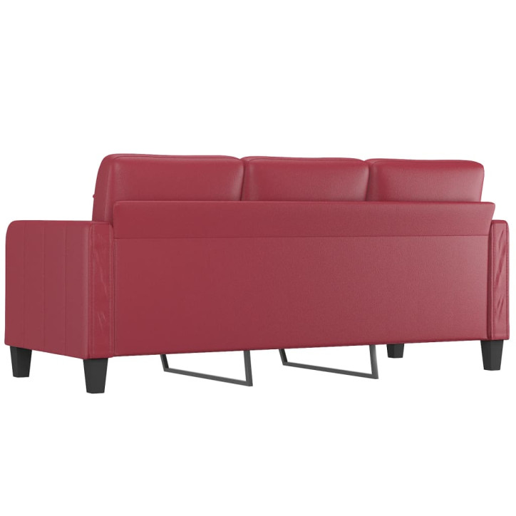 Trivietė sofa, raudonojo vyno spalvos, 180cm, dirbtinė oda