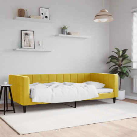 Sofa, geltonos spalvos, 90x200cm, aksomas