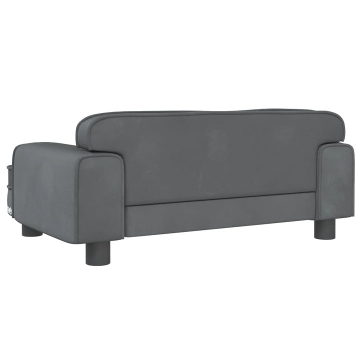 Vaikiška sofa, tamsiai pilkos spalvos, 70x45x30cm, aksomas