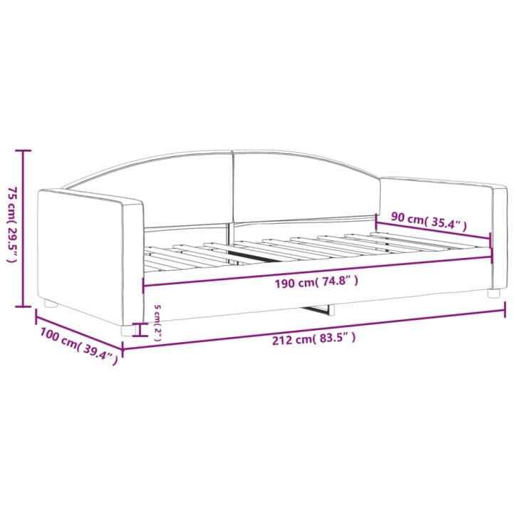 Sofa, juodos spalvos, 90x190cm, audinys