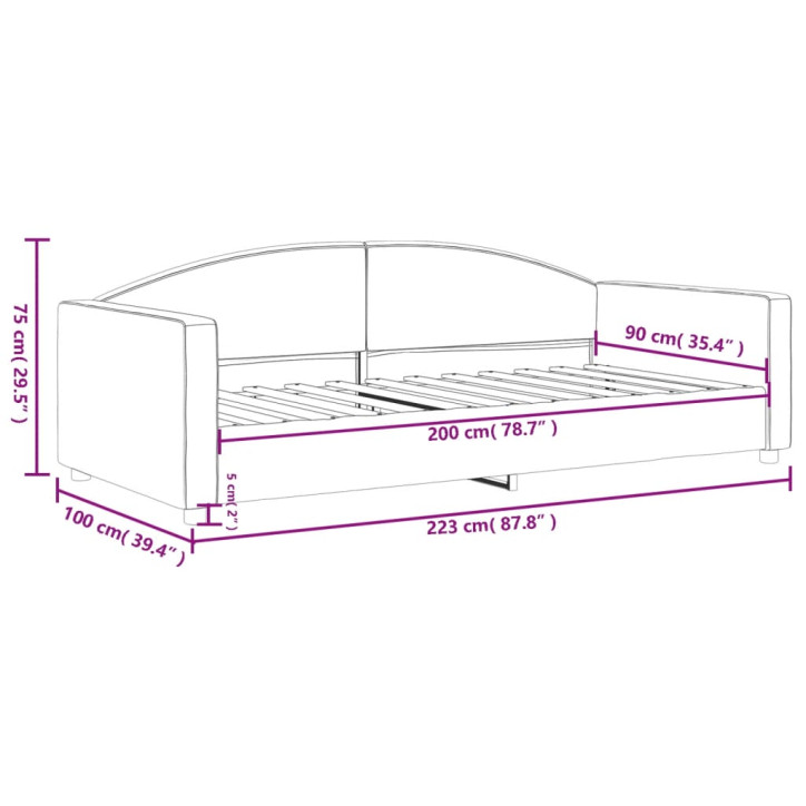 Sofa, taupe spalvos, 90x200cm, audinys