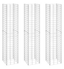 Aukšti gabionų loveliai, 3vnt., 30x30x150cm, geležis
