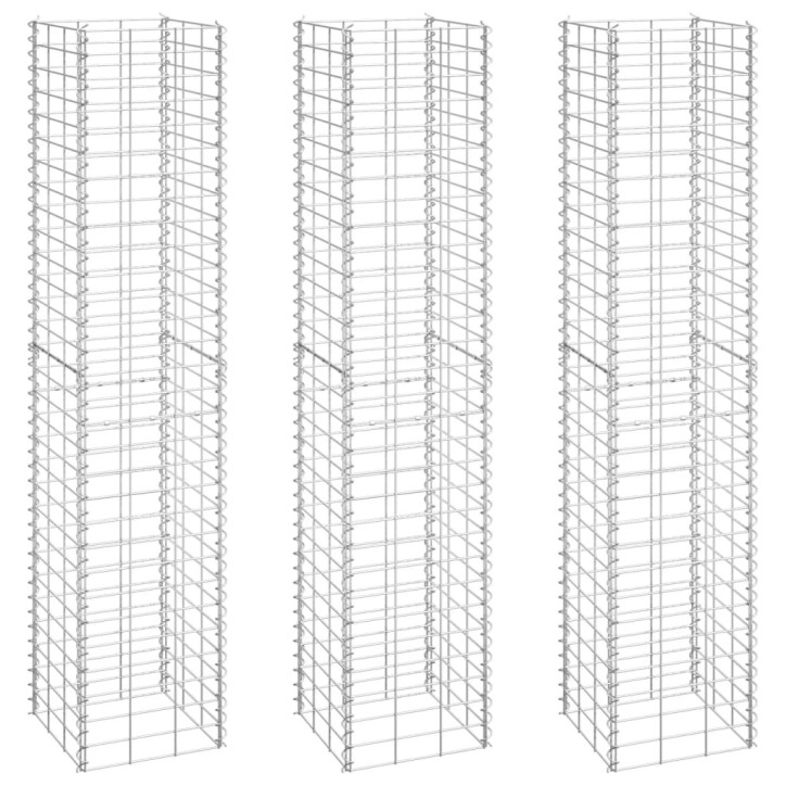 Aukšti gabionų loveliai, 3vnt., 30x30x150cm, geležis