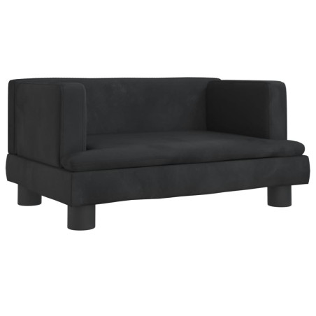 Vaikiška sofa, juodos spalvos, 60x40x30cm, aksomas