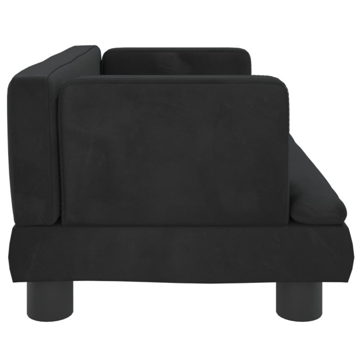 Vaikiška sofa, juodos spalvos, 60x40x30cm, aksomas