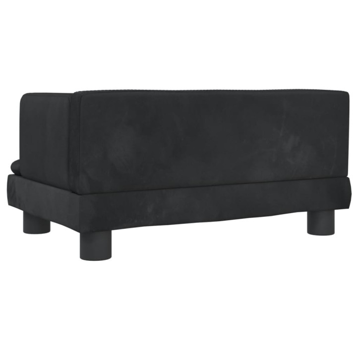 Vaikiška sofa, juodos spalvos, 60x40x30cm, aksomas