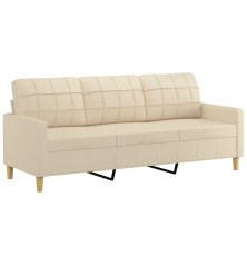 Trivietė sofa, kreminės spalvos, 180cm, audinys