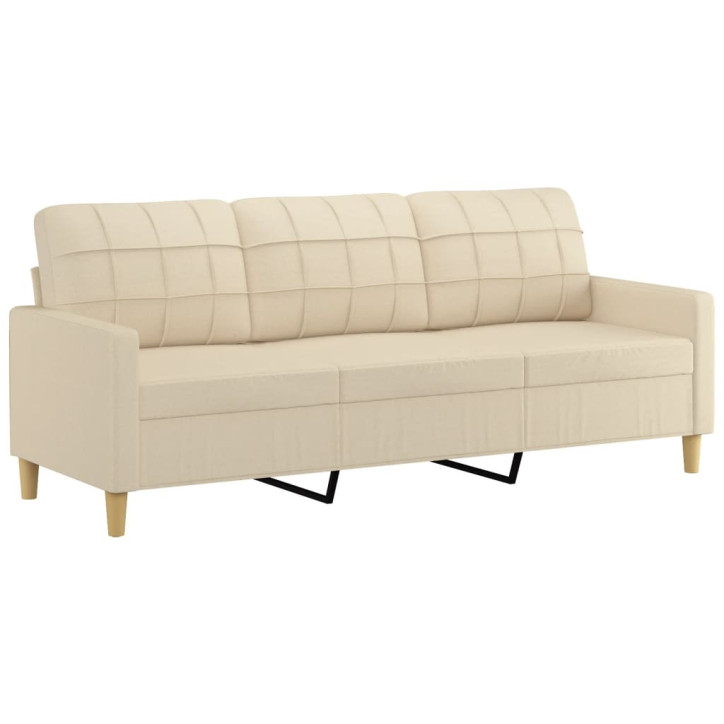 Trivietė sofa, kreminės spalvos, 180cm, audinys