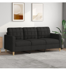 Trivietė sofa, juodos spalvos, 180cm, audinys